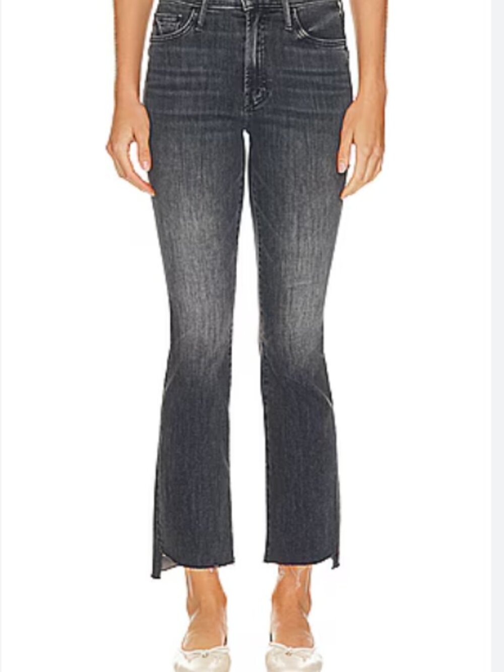 Mother the inside crop fray Black Washed Jeans 28